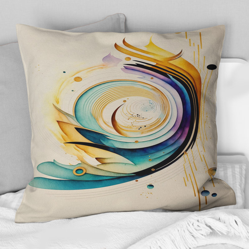 Coussin décoratif coloré avec spirale aquarelle colorée