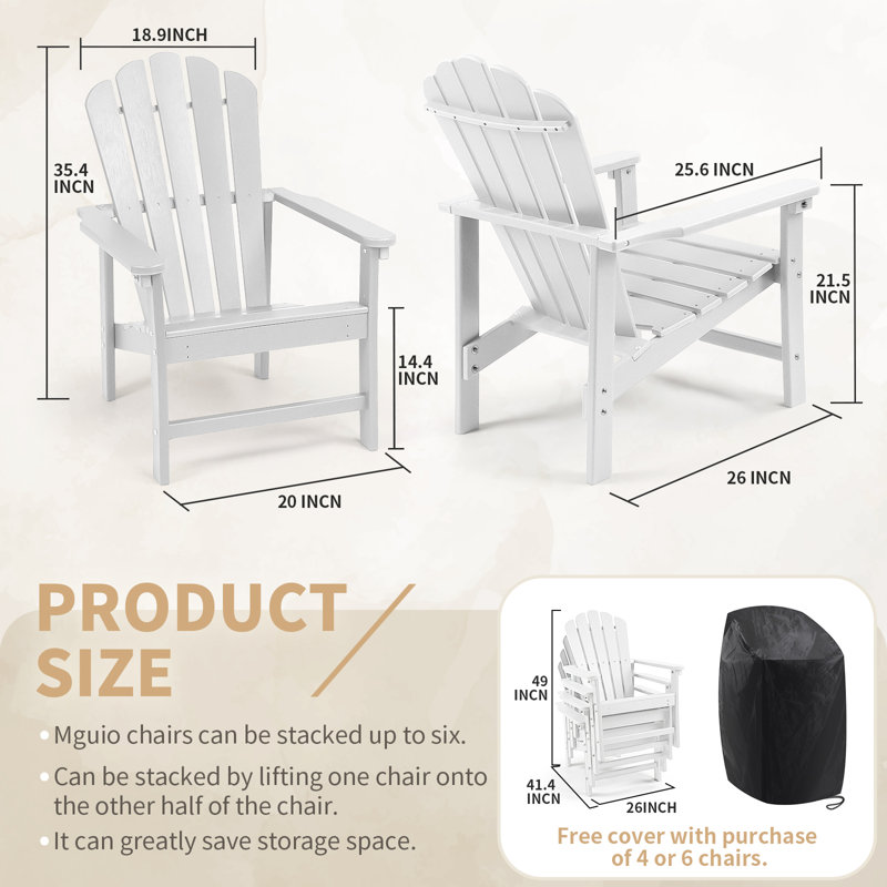 Chaise Adirondack empilable en PEHD Zawadi, Blanc, 4