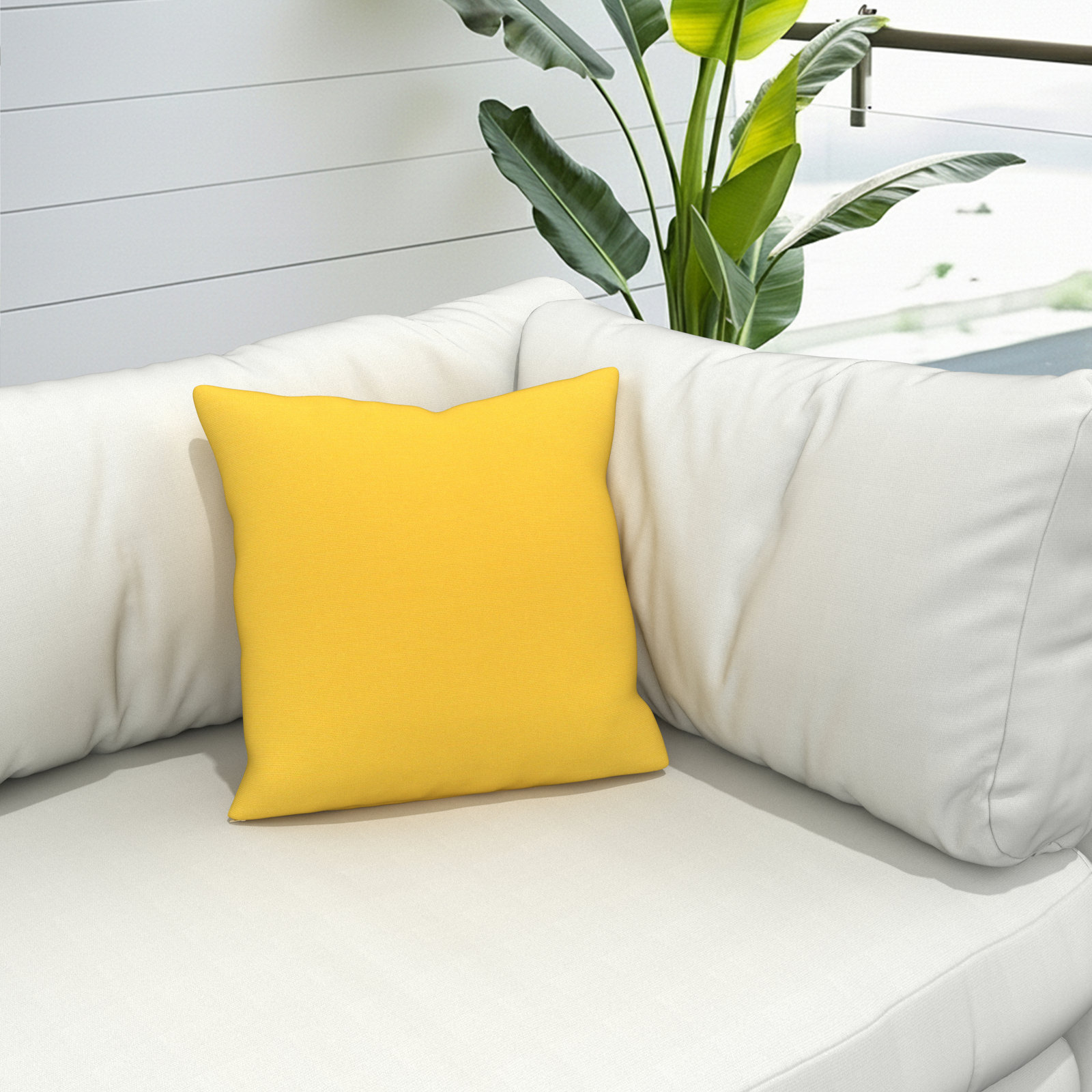 Indoor/Outdoor Throw Pillow, Square 16", Sunbrella Canvas Sunflower Yellow