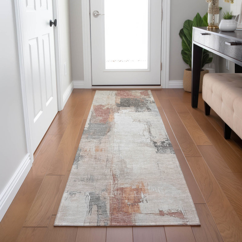 Machine Washable Indoor/Outdoor Xhevrie Paprika Rug, Runner 2'3" x 7'6"