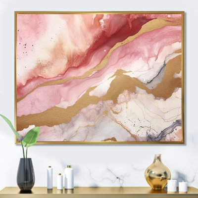 Pink and Gold Enchanted Spills I - Abstract Wall Art For Living Room