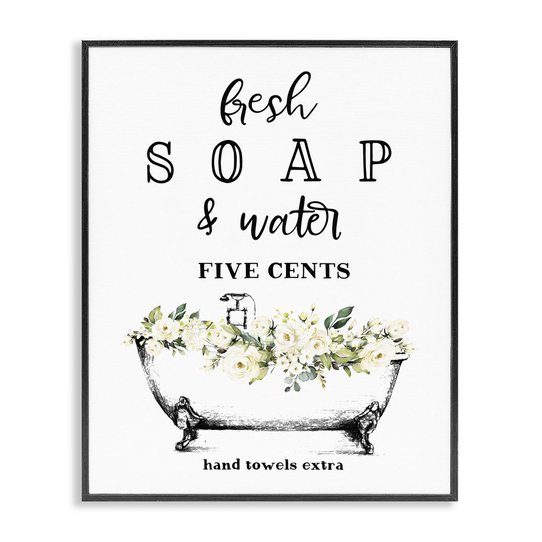 Fresh Soap And Water Bath Tub Bathroom Design - Graphic Art Print Laurel Foundry Modern Farmhouse® Frame 