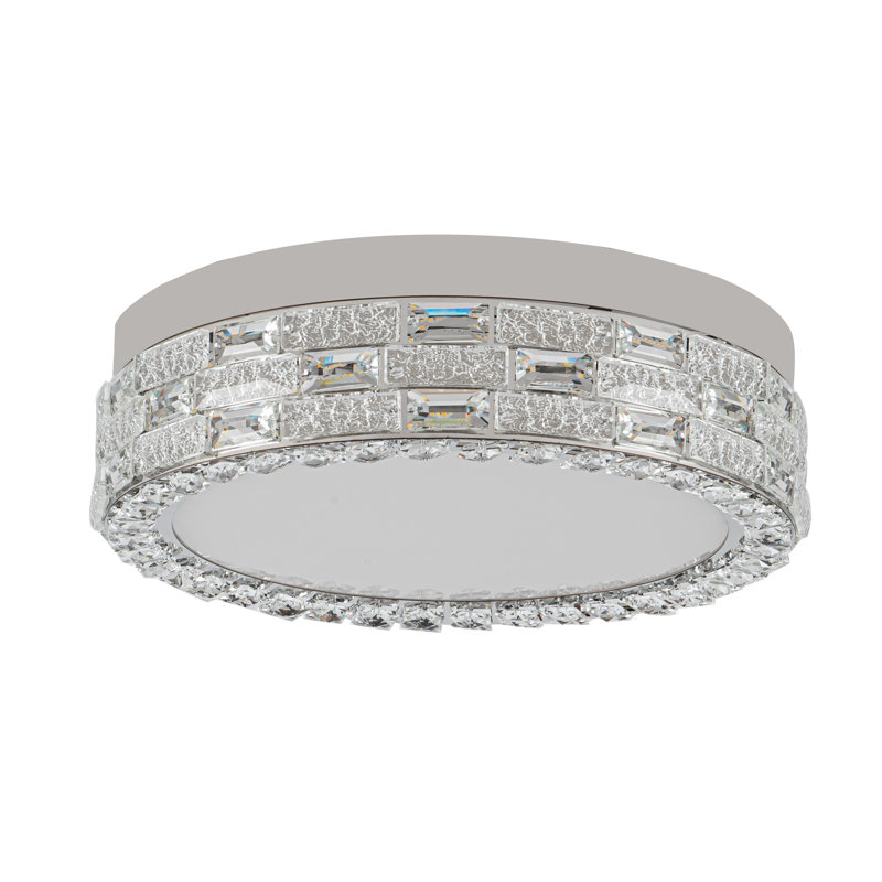 Hylan - Plafonnier encastré à DEL intégré - Finition chrome - Abat-jour diffuseur en cristal, 40 W