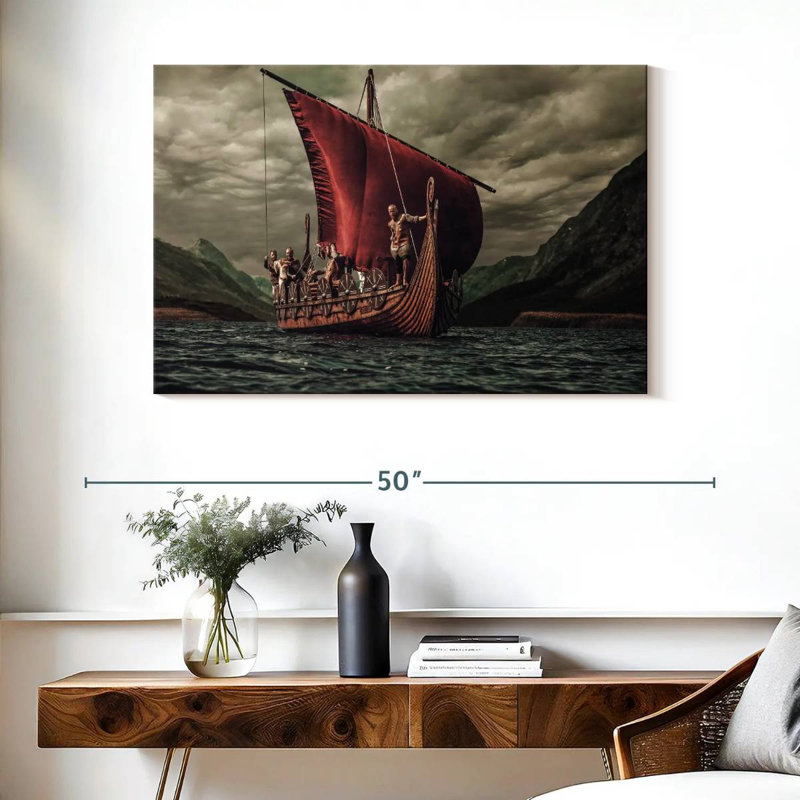 Mehar Vikings On Drakkar Boat, 26" H x 39" W