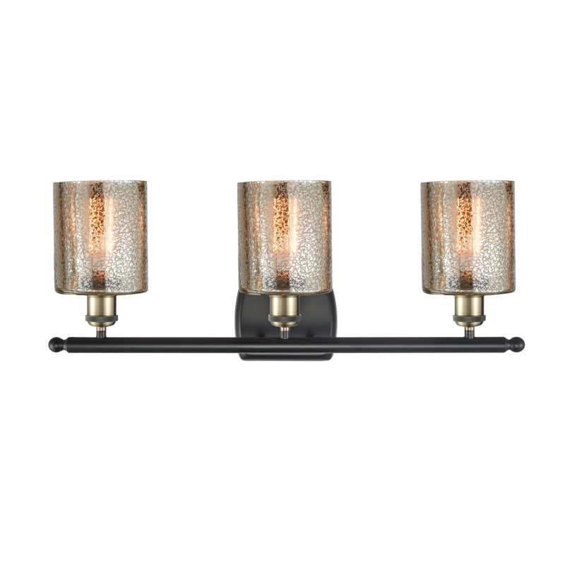 Éclairage de salle de bain à intensité variable à 3 lumières Leilani, Ampoule incandescente rétro de 60 watts, Mercure