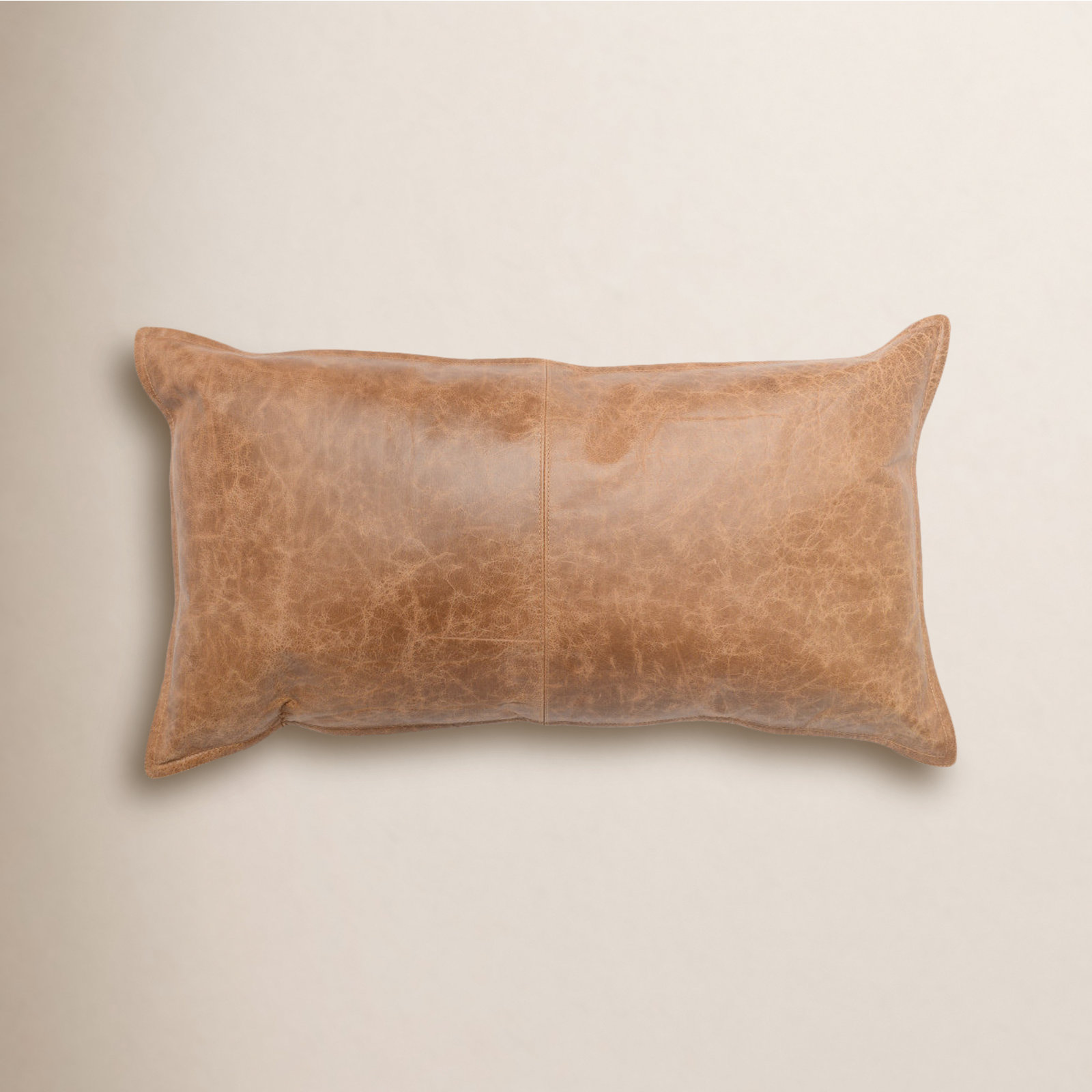 Cutler Leather Accent Pillow, Chestnut Brown, 14" x 26", Rectangular