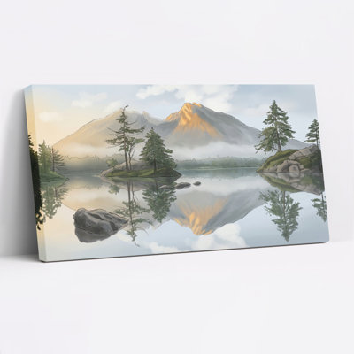 Ensemble de 1 tableau sur toile représentant un paysage de lac de montagne