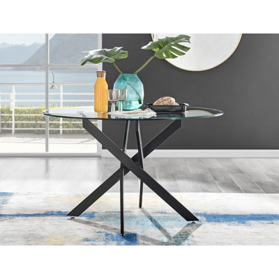 Tierra Tempered Glass Topped Nest Legged Dining Table - 4 or 6 Seat Sized Kitchen Table