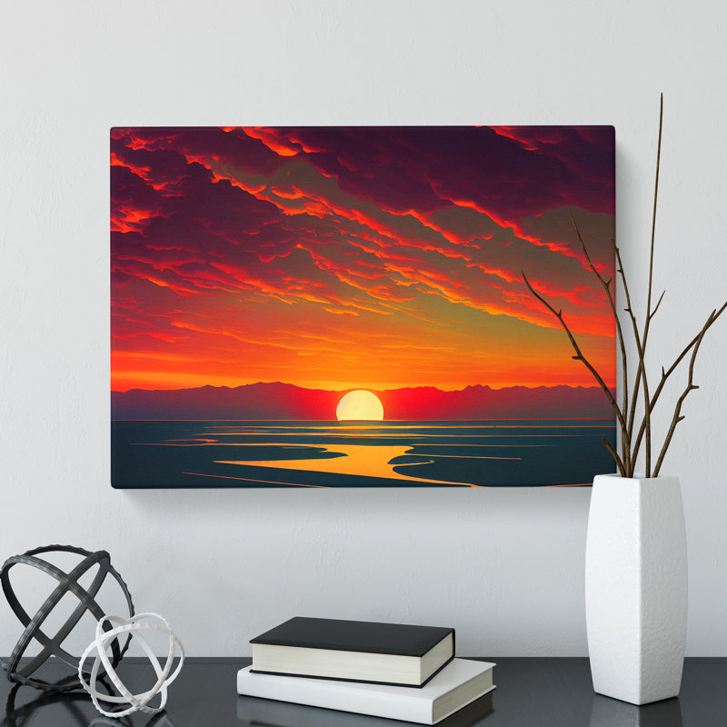 Lush Ocean Beach Sunset - Wrapped Canvas, 50cm H x 76cm W x 3cm D