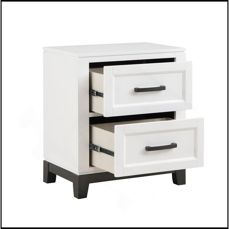 Table de chevet blanche avec 2 tiroirs de rangement