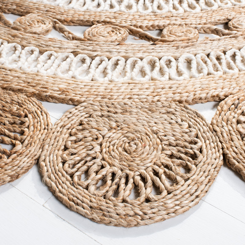 Bergner Natural Fiber Hand Woven Jute Rug, Round 7'