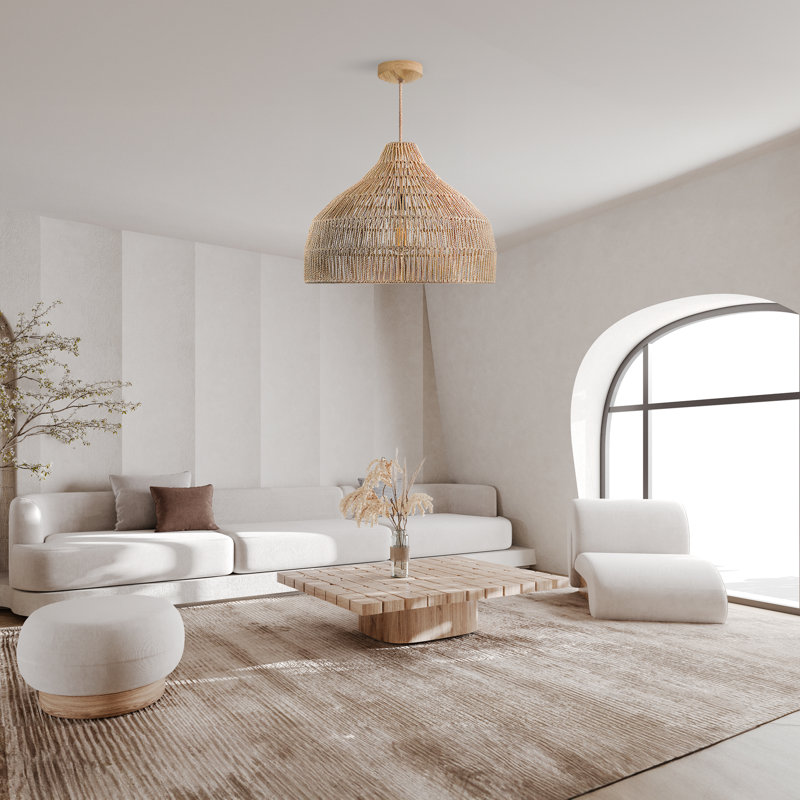 Andreina 1 - Light Natural Pendant– 14"-18"-24"-28" Woven Palm Fiber Plug-In or Hardwired Light for Kitchen, Bedroom, or Foyer in Coastal Organic Style