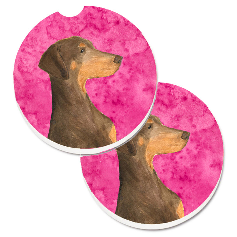 Sous-verre barbu collie voiture, Doberman brun foncé