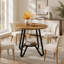 Petite table de salle à manger ronde avec tablette ouverte, en bois et métal, brun
