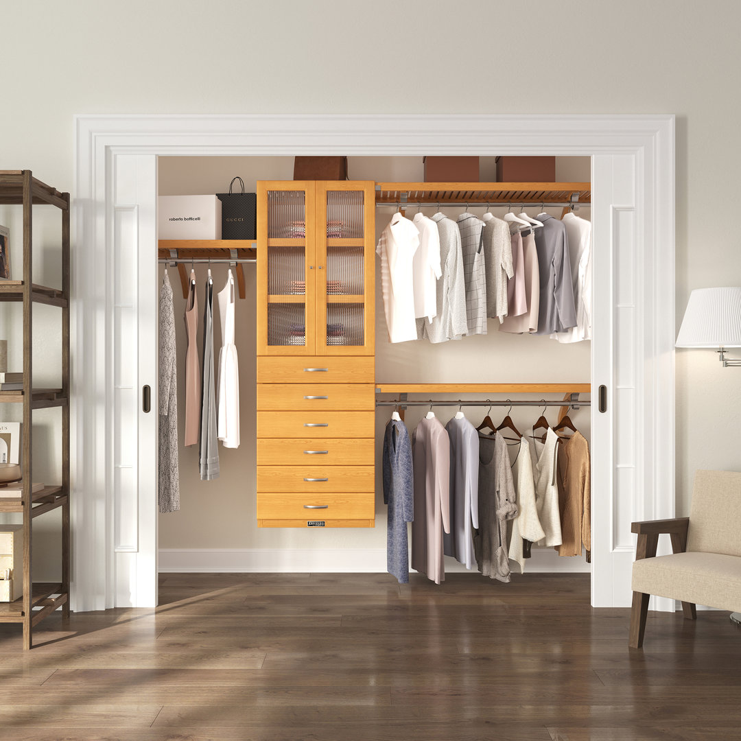 John Louis Home Solid Wood Walk-In Closet System with 6-Drawers and Glass Doors John Louis Home 