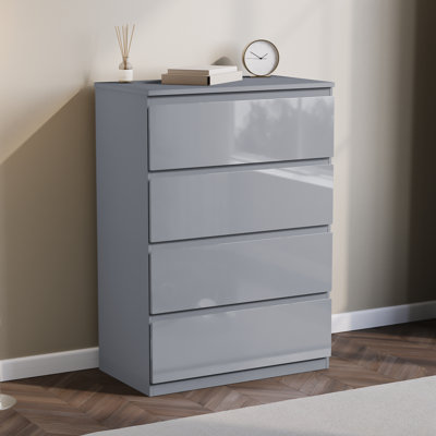 4 Drawer High Gloss Chest, (FSC 100%) Bedroom Home Storage Furniture