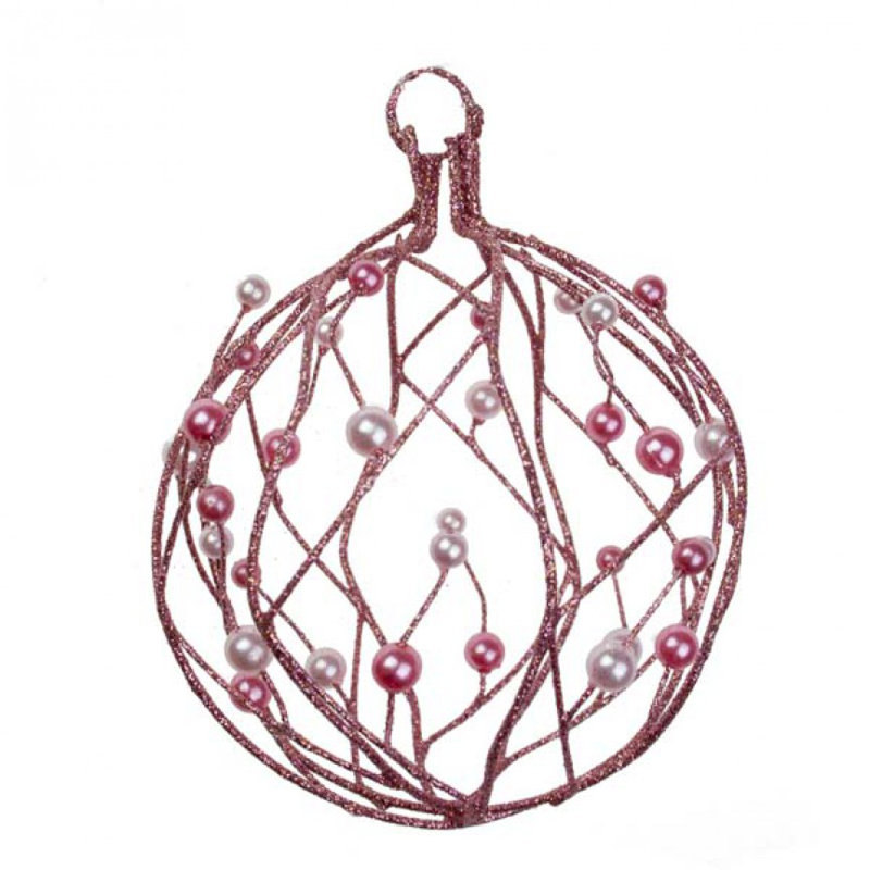 10cm Metal Bauble, Pink