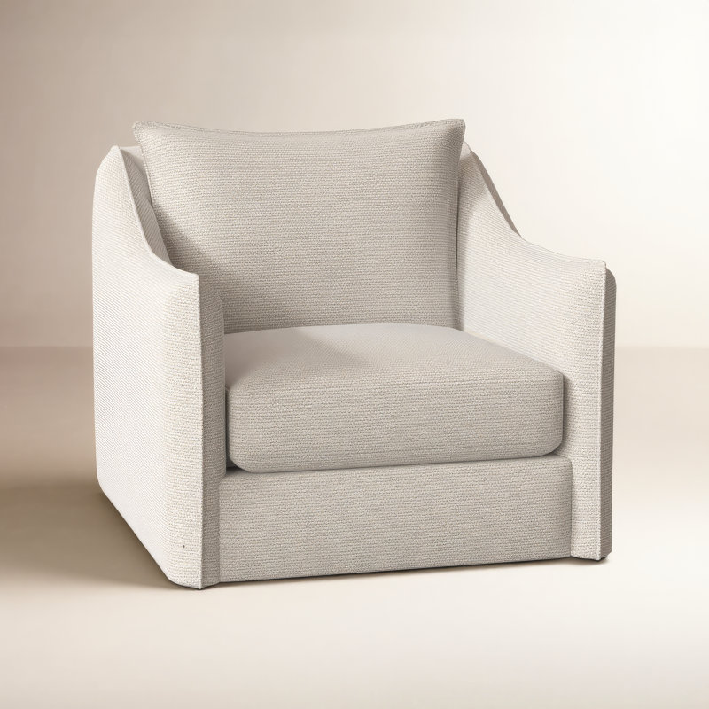 Joli Upholstered Swivel Armchair, Cream Chenille 1345-002, Mocha