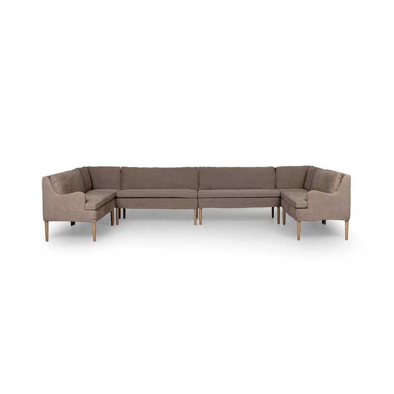Aurelia 6-Piece Sectional, Broadway Coffee Linen, 34.5" H x 152" W x 75" D
