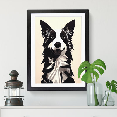 Border Collie Geometric 1 Piece Single Picture Frame Wall Art