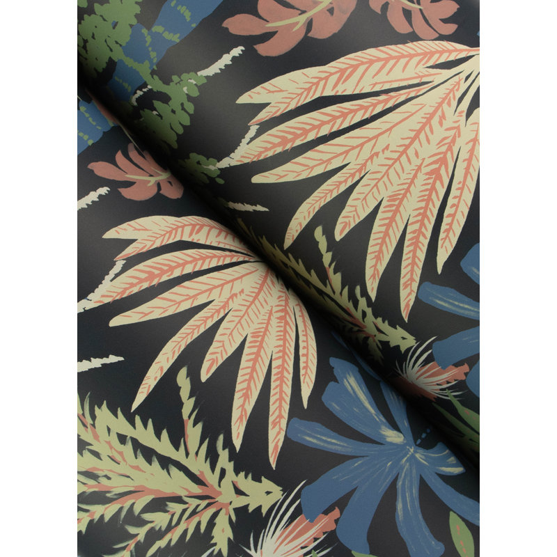 Star Flower Floral Trail Wallpaper, Black