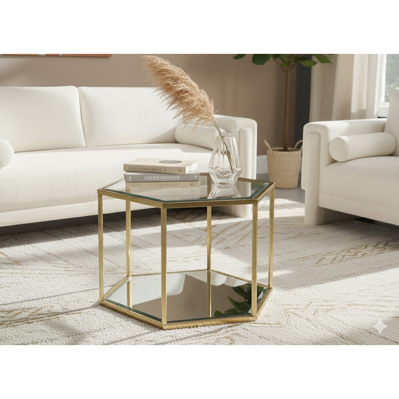 Table basse avec rangement Sei, Doré
