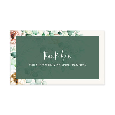 «Thank You For Supporting My Small Business», ivoire et roses champagne, paquet de 100, 2 x 3,5 po