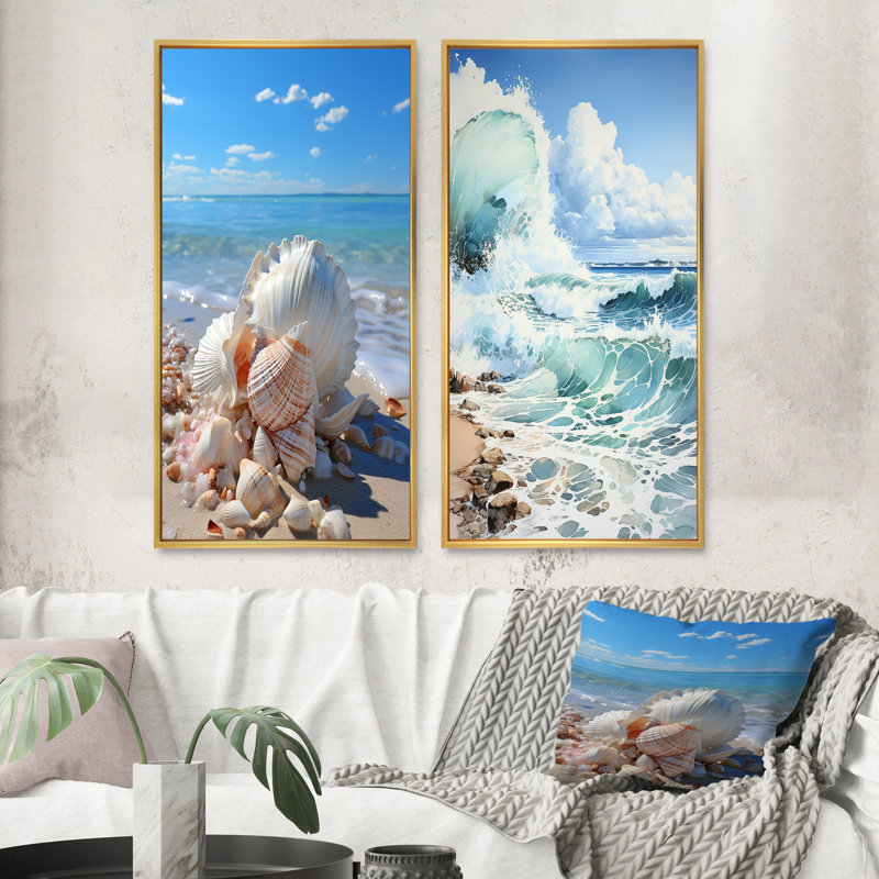 Florida Seaside Harmony "Florida Seaside Harmony" 2 - pièces sur, H 40 po x l 40 po, Encadrement doré