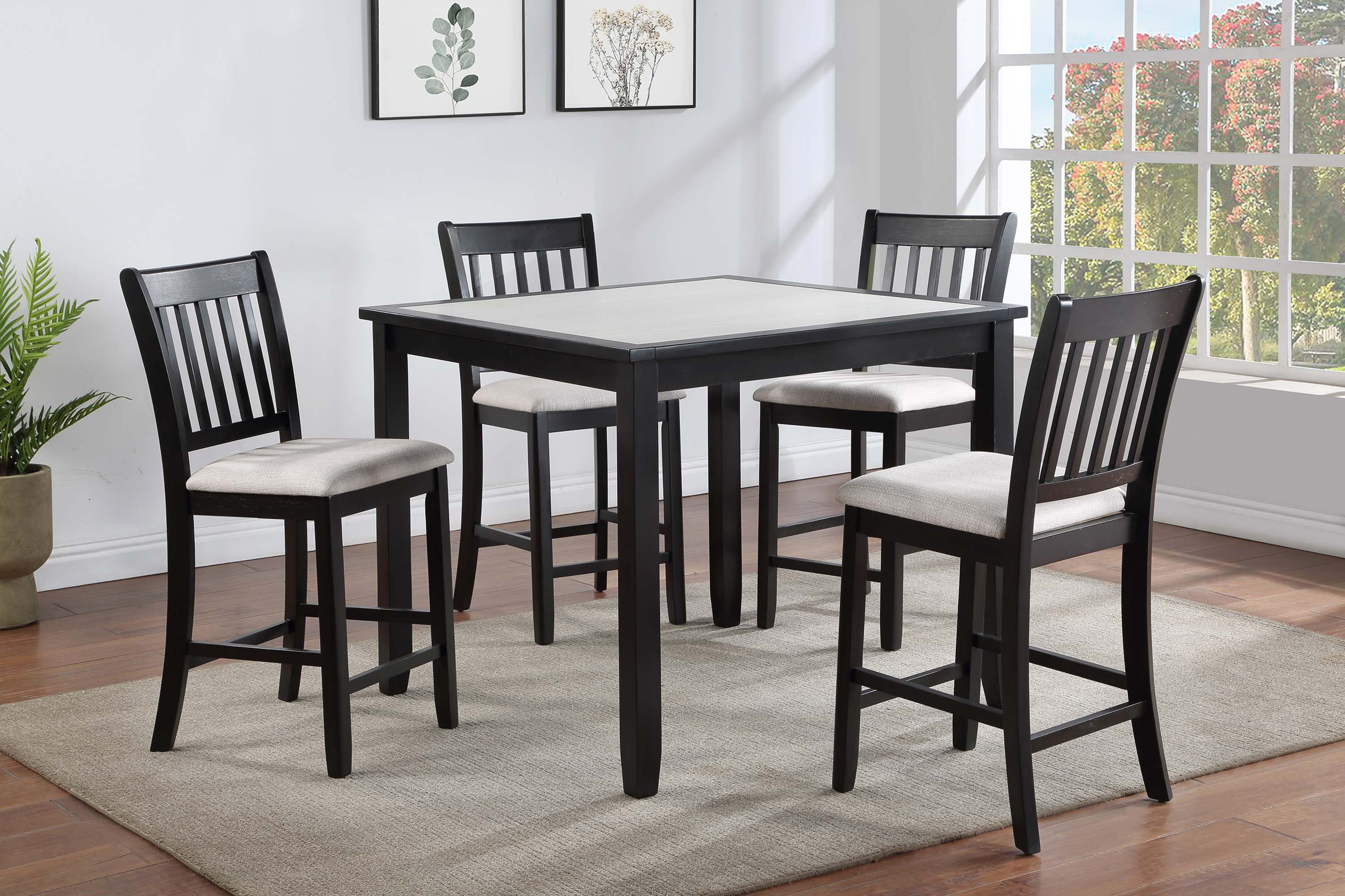 Latitude Run® 5 Pc Counter Height Set Square Table Upholstered Chairs ...
