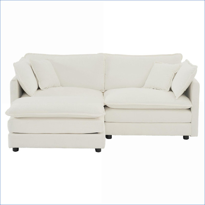 Canapé modulaire rembourré 5 pièces en chenille en tissu Anvi, Chenille verte, 33" H x 76.7" W x 57.4" D