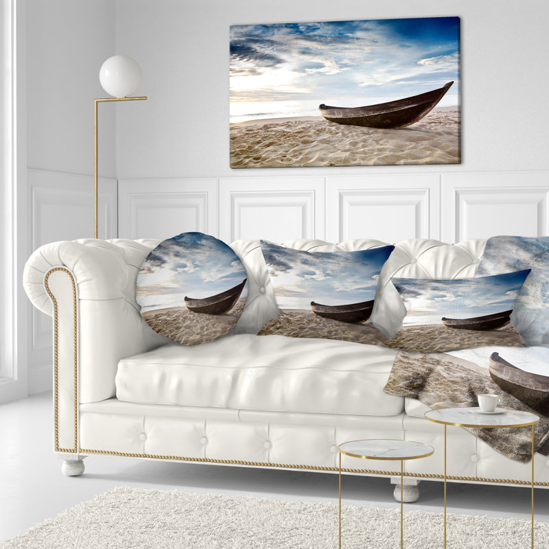 Housse de coussin rectangulaire et insert Old Fisherman Boat Seashore