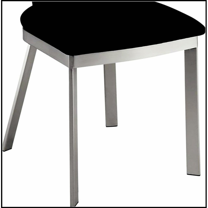 Chaises de salle à manger contemporaines à structure en métal argenté avec sièges en microfibre, dossier ovale et revêtement thermolaqué satiné pour les salles à manger modernes