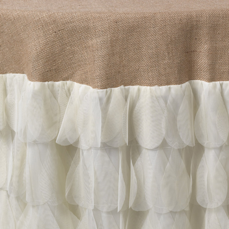 Kyesha Ivory/Jute Tablecloth, 36" L x 36" W