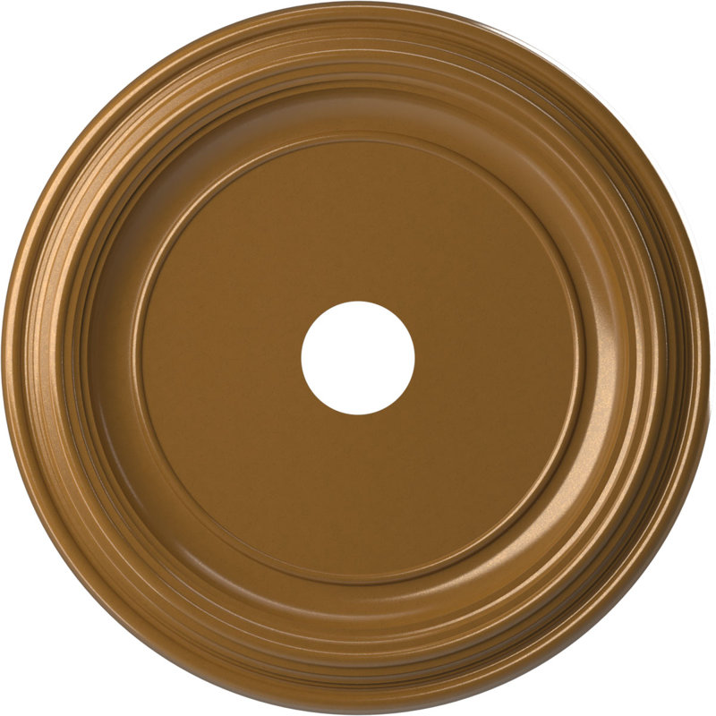 Traditional Traditional Thermoformed PVC Ceiling Medallion, 13" H x 13" W x 1.25" D, Metallic Vintage Gold
