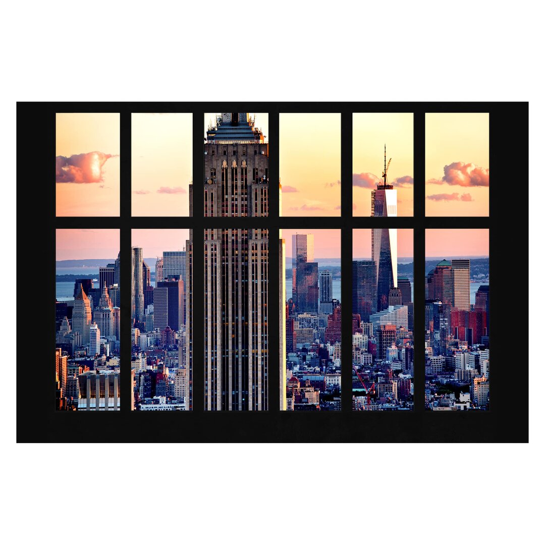 Matt Fototapete Fensterblick Empire State Building Sonnenuntergang 2,55 m x 384 cm