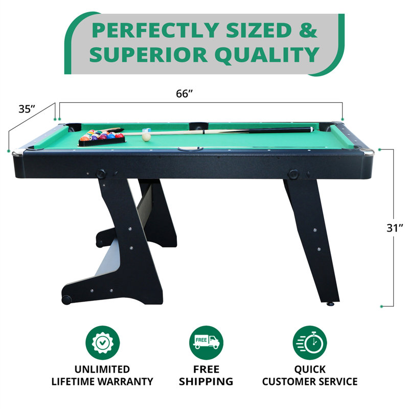 RACK Drogon 5.5-Foot Folding Billiard/Pool Table, Black