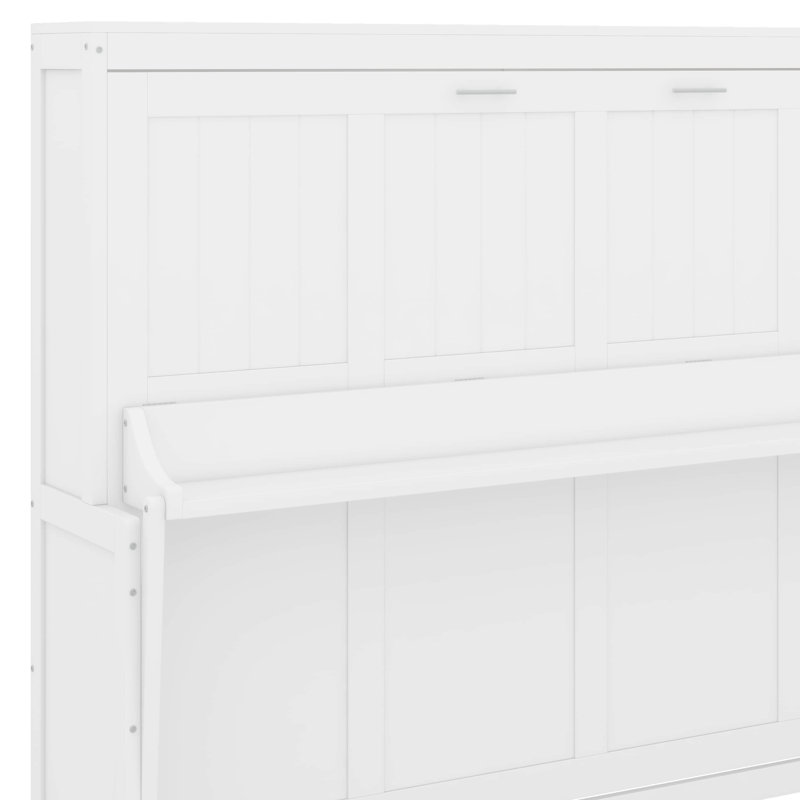 Lit escamotable avec élévateur hydraulique et bureau, Blanc, Grand lit