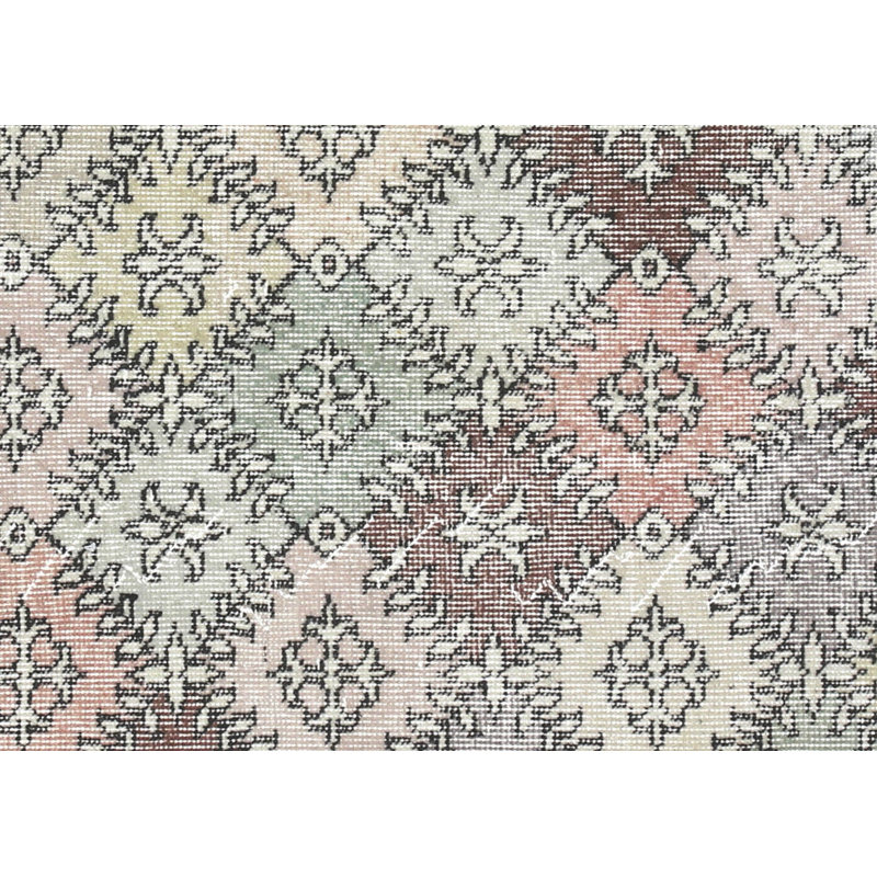 Tapis unique en laine noué à la main de style années 1960 de 4 pi 6 po x 7 pi 8 po en brun / gris / vert