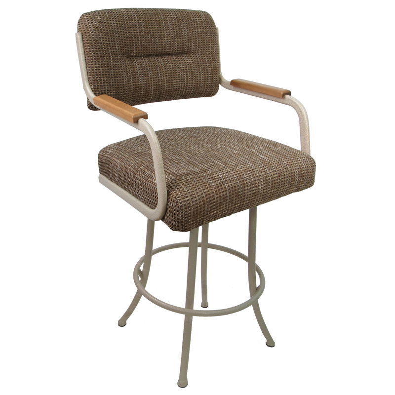 Ivette Swivel Metal Bar Stool - M-114 - Checkered - Beige Natural, Counter Stool (26” Seat Height)