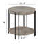 Table de bout ronde contemporaine avec tablette de rangement 1pc, brun noir, brun clair et beige