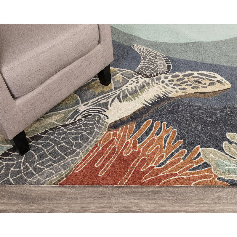 Handmade Blue Tufted Synthetic Rectangular 5' x 7' Rug