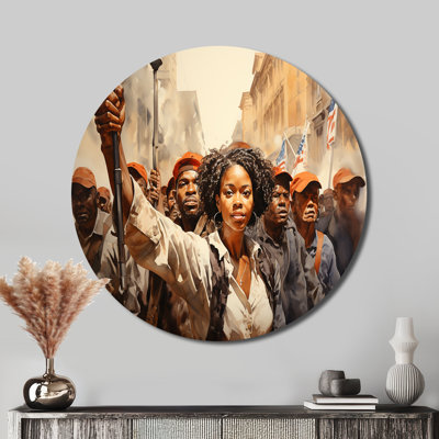 African American Art Powerful - People Round Metal Art