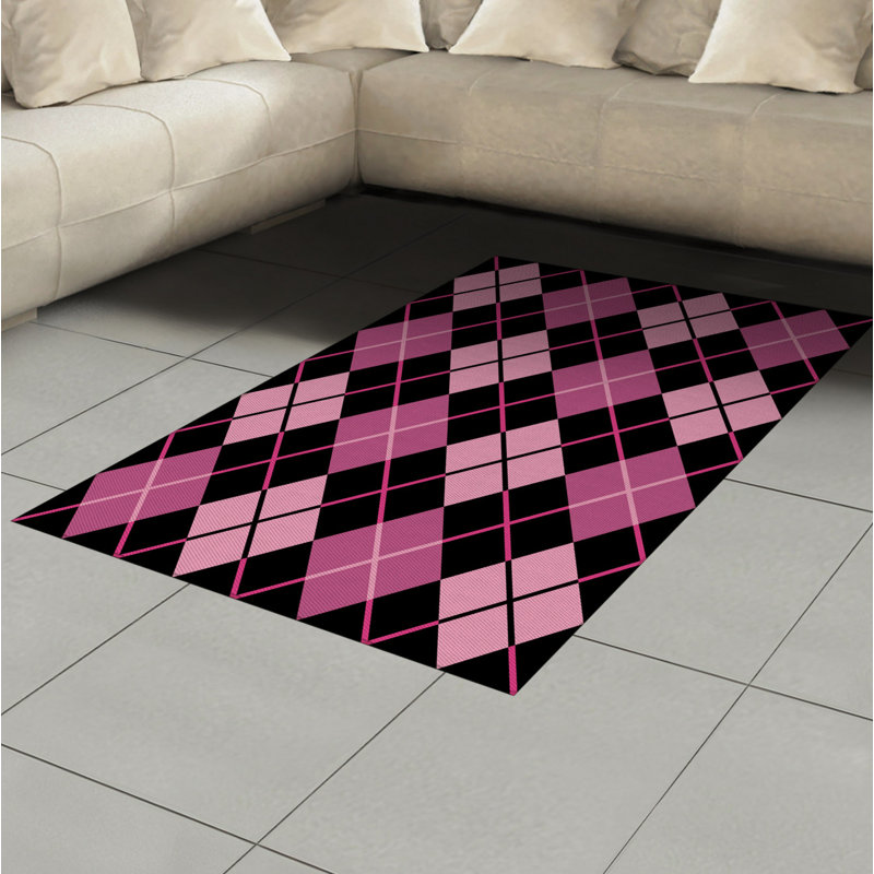 Checkered High Density Long Fiber Poly Threads Decorative Area Rug Carpet, Rectangle 4' x 5'8"