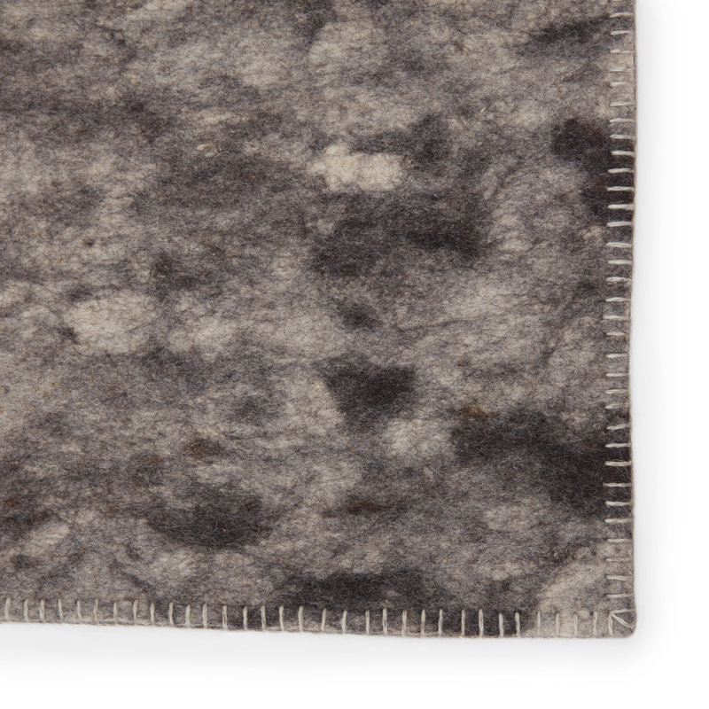 Catarina Wool Area Rug in Elephant Skin/Jet Black/White Swan, Rectangle 8' x 10'