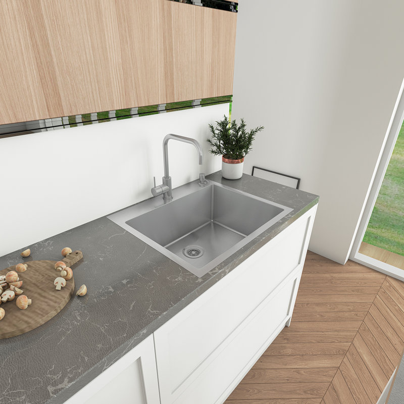 Évier de cuisine encastré à simple cuve en acier inoxydable 304 de calibre 18 de 30 po x 22 po Sinber