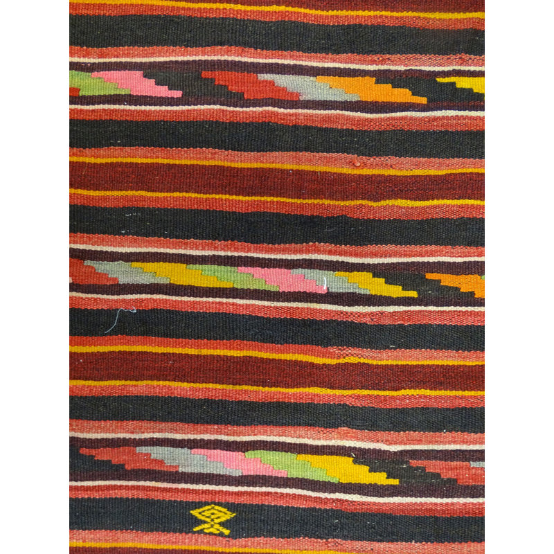 Tapis rouge en laine noué à la main de conception unique 5 pi 7 po x 10 pi 6 po années 2000 Jijim