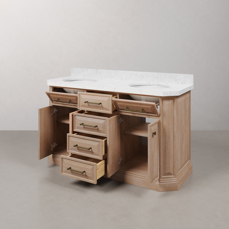 Palace 60'' W Double Vanity, Vintage Gold, Toffee Latte