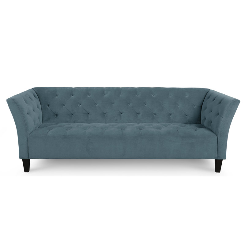 Carruth Upholstered 91'' Sofa, Bella Peacock Performance Velvet