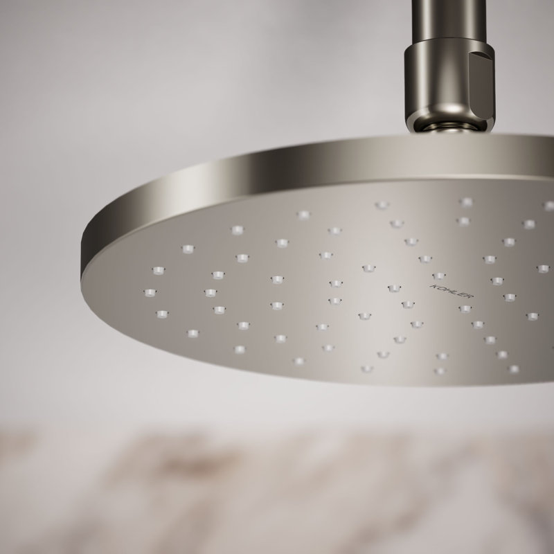 Pomme de douche à pluie Contemporary, Nickel poli éclatant, Rond, 1,75 gallons par minute