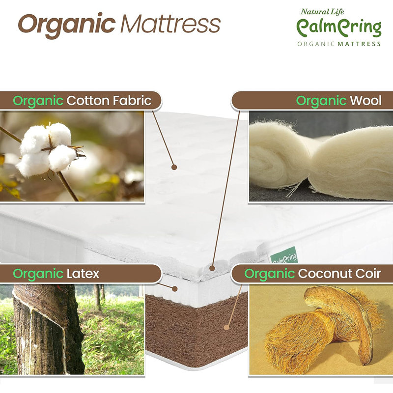 Ellora Mattress - Organic Latex Coconut Coir Firm 2Layered Comfortable Sleep Bed Dust Free, 10", Queen
